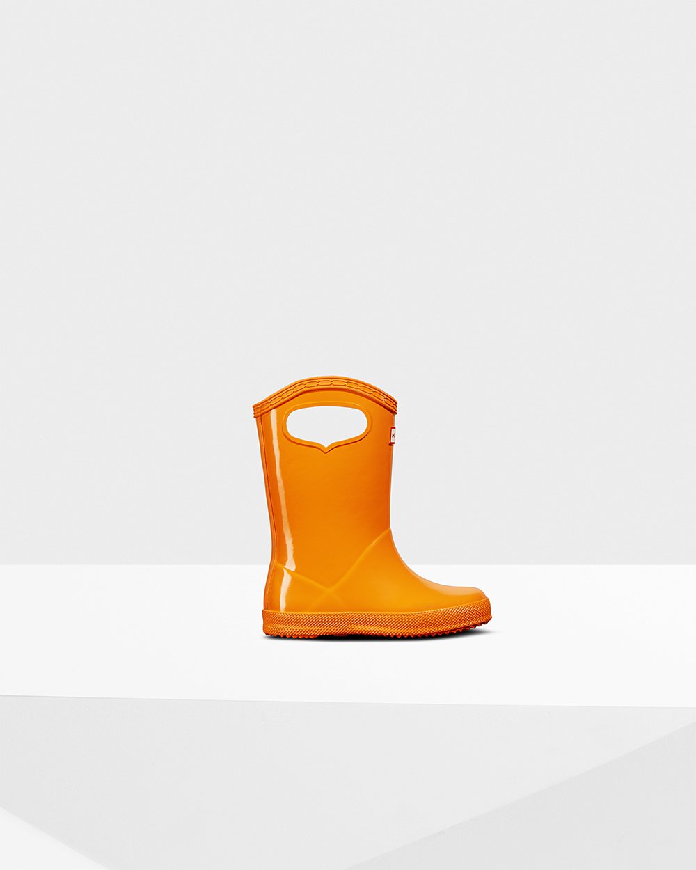 Kids Rain Boots - Hunter Original First Classic Grab Handle Gloss (90GPWAKEX) - Orange